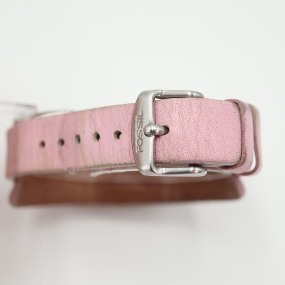 Fossil Womens Watch 29mm Silver Tone Date Dial Pink Leather Band w New Battery - Picture 11 of 14